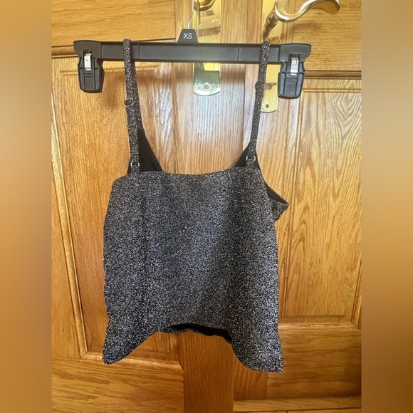 Wild Fable - Metallic Silver & Glitter Cropped Tank Top - Picture 3 of 3
